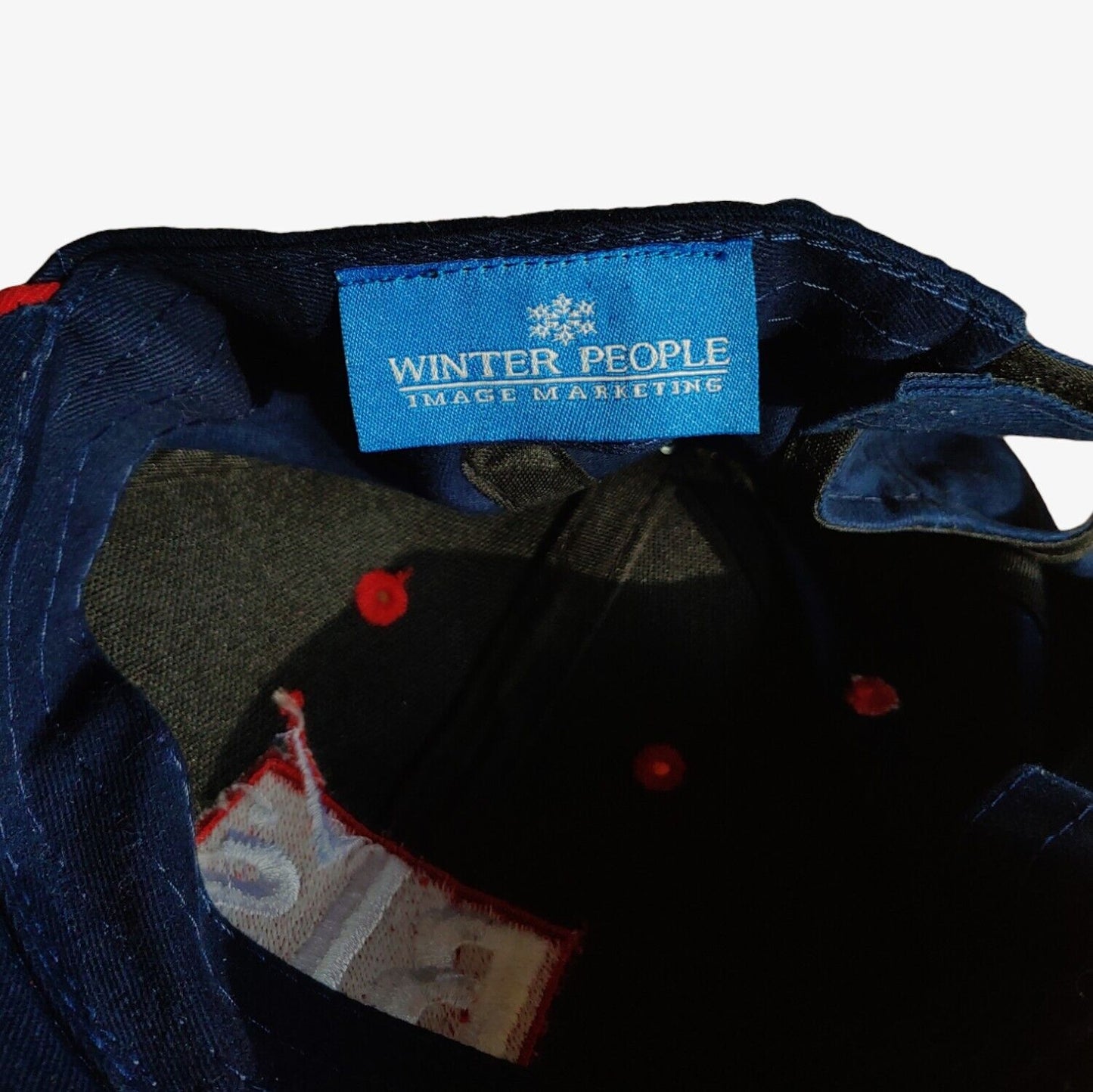 Vintage 90s BJs Promotional Navy Spell Out Cap Label - Casspios Dream