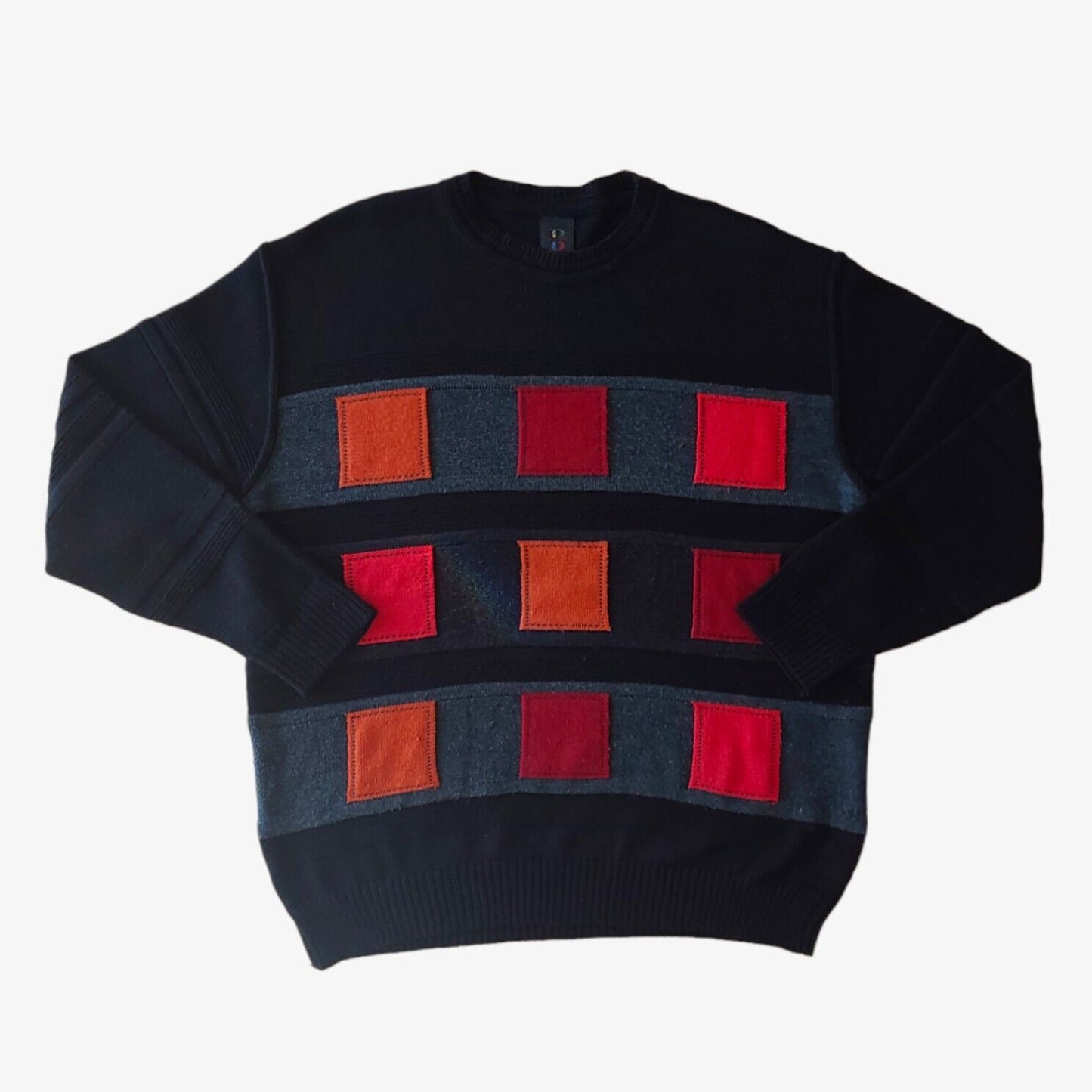 Vintage 90s Baffo Colour Block Abstract Patchwork Sweater Jumper - Casspios Dream