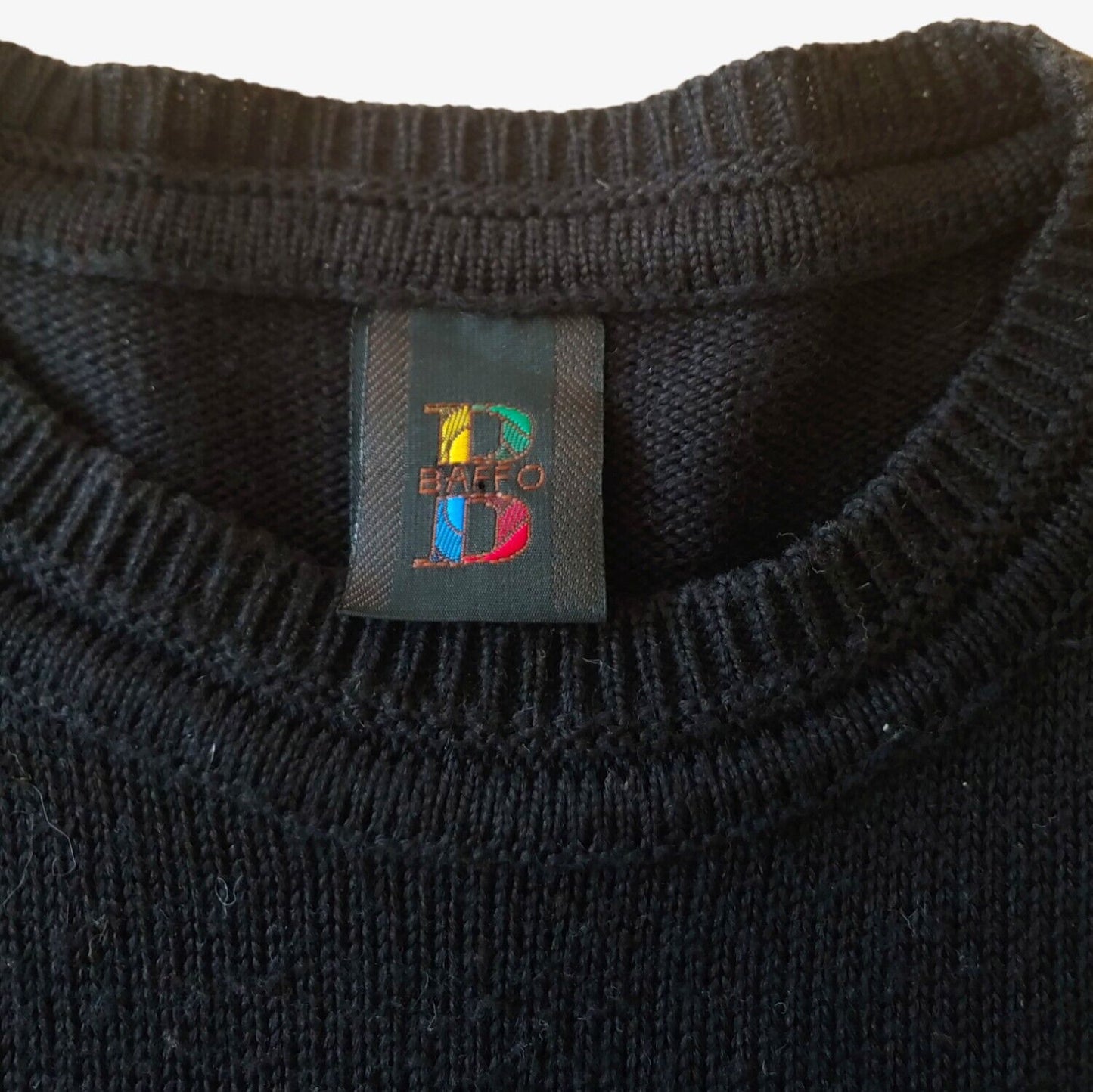 Vintage 90s Baffo Colour Block Abstract Patchwork Sweater Jumper Label - Casspios Dream