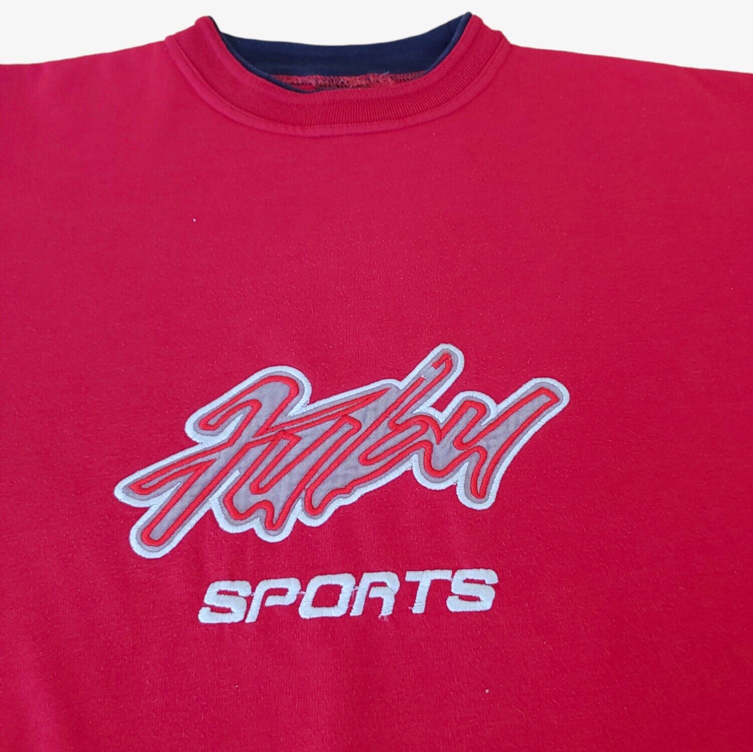 Vintage 90s Fubu Sports Red Spell Out Logo Crewneck Sweatshirt Logo - Casspios Dream