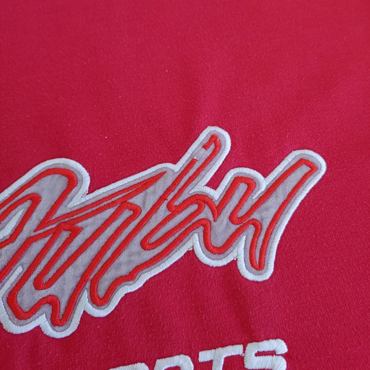 Vintage 90s Fubu Sports Red Spell Out Logo Crewneck Sweatshirt Mark - Casspios Dream