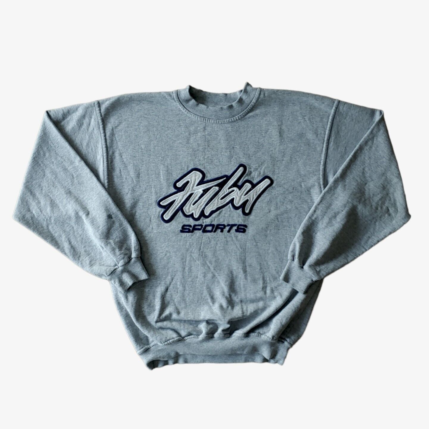 Vintage 90s Fubu Sports Spell Out Logo Grey Rap Hip Hop Rave Streetwear Sweatshirt - Casspios Dream