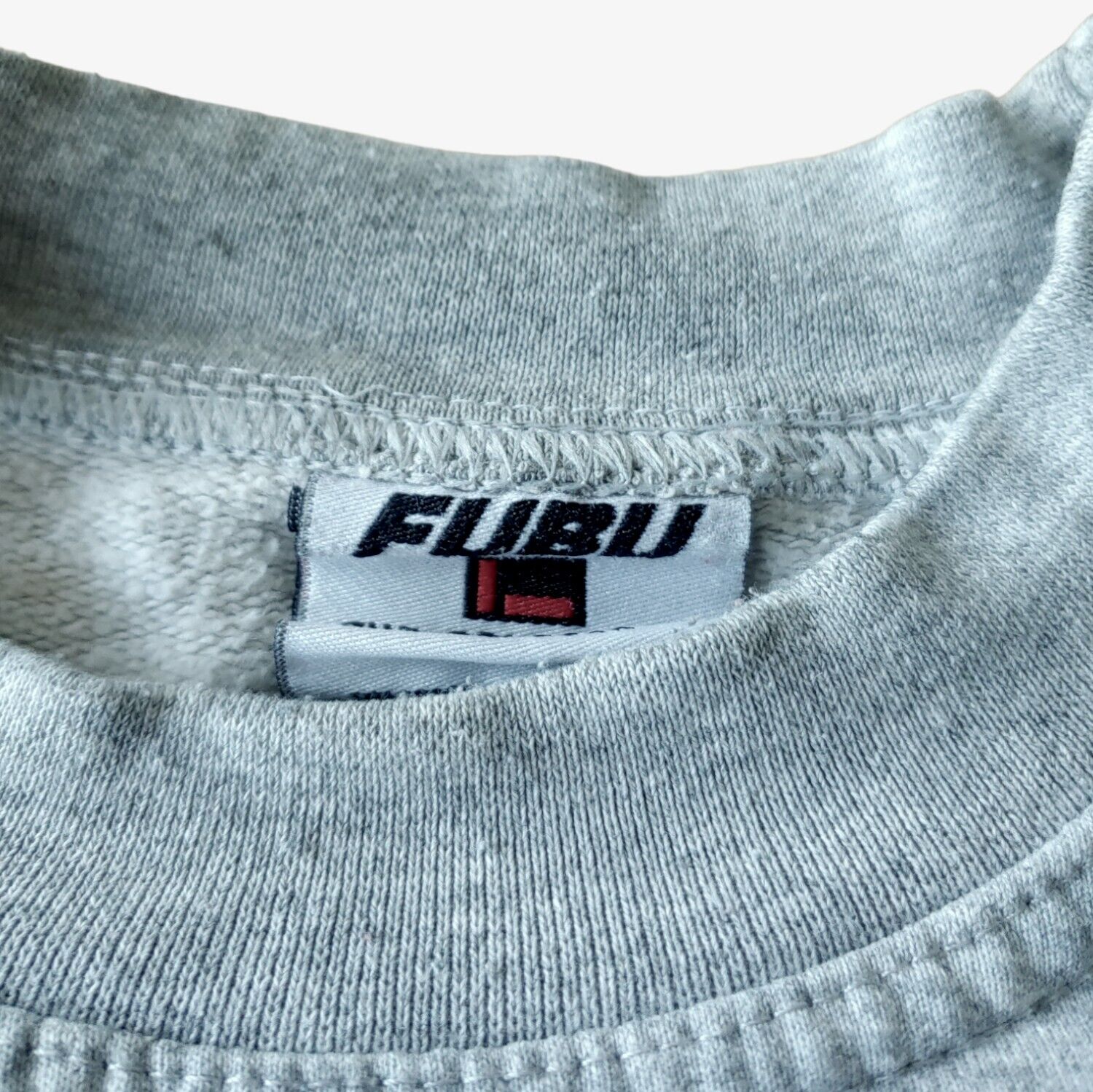 Vintage 90s Fubu Sports Spell Out Logo Grey Rap Hip Hop Rave Streetwear Sweatshirt Label - Casspios Dream