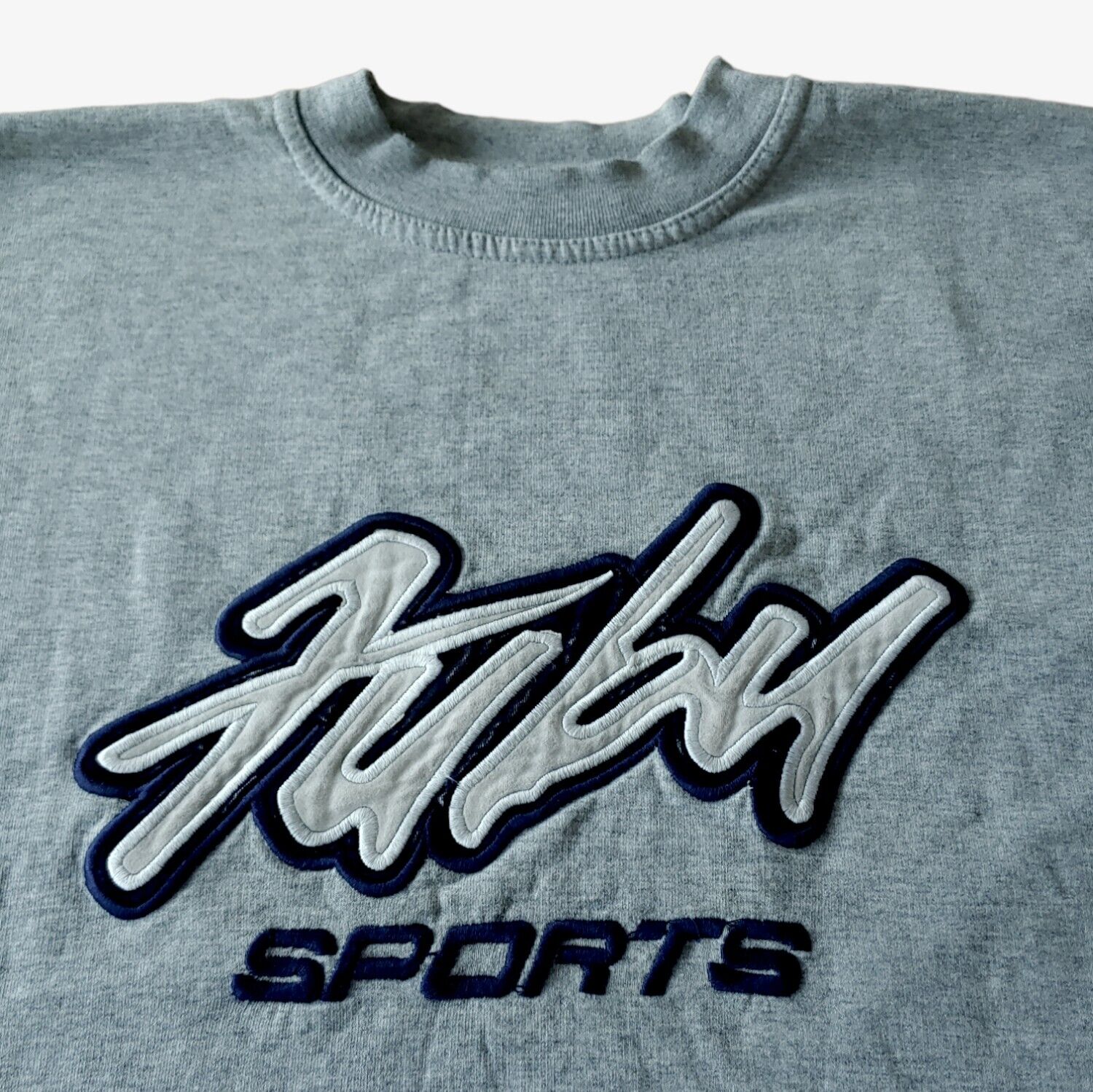 Vintage 90s Fubu Sports Spell Out Logo Grey Rap Hip Hop Rave Streetwear Sweatshirt Logo - Casspios Dream