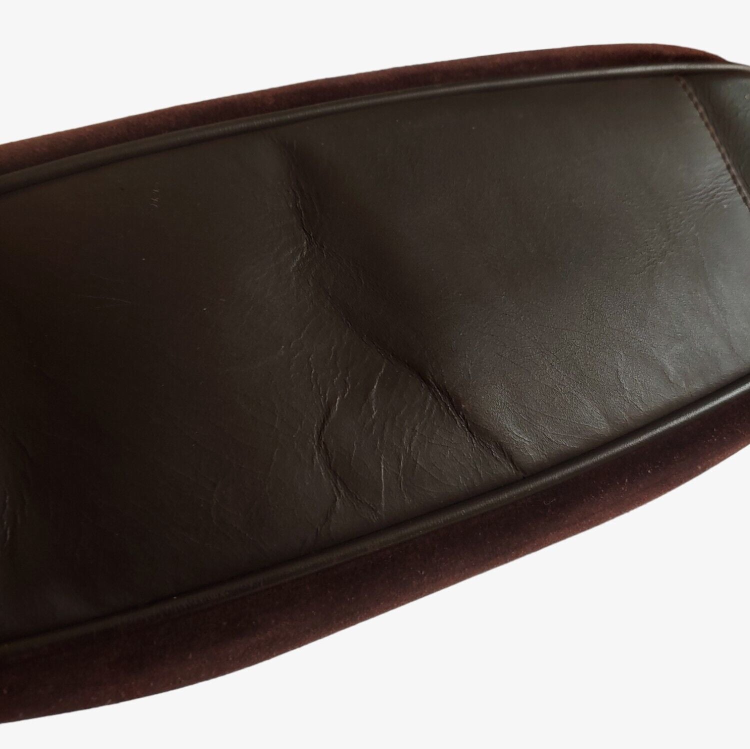Vintage 90s Gucci Brown Suede Leather Bamboo Handle Handbag 001 1998 1638 Bottom Mark - Casspios Dream
