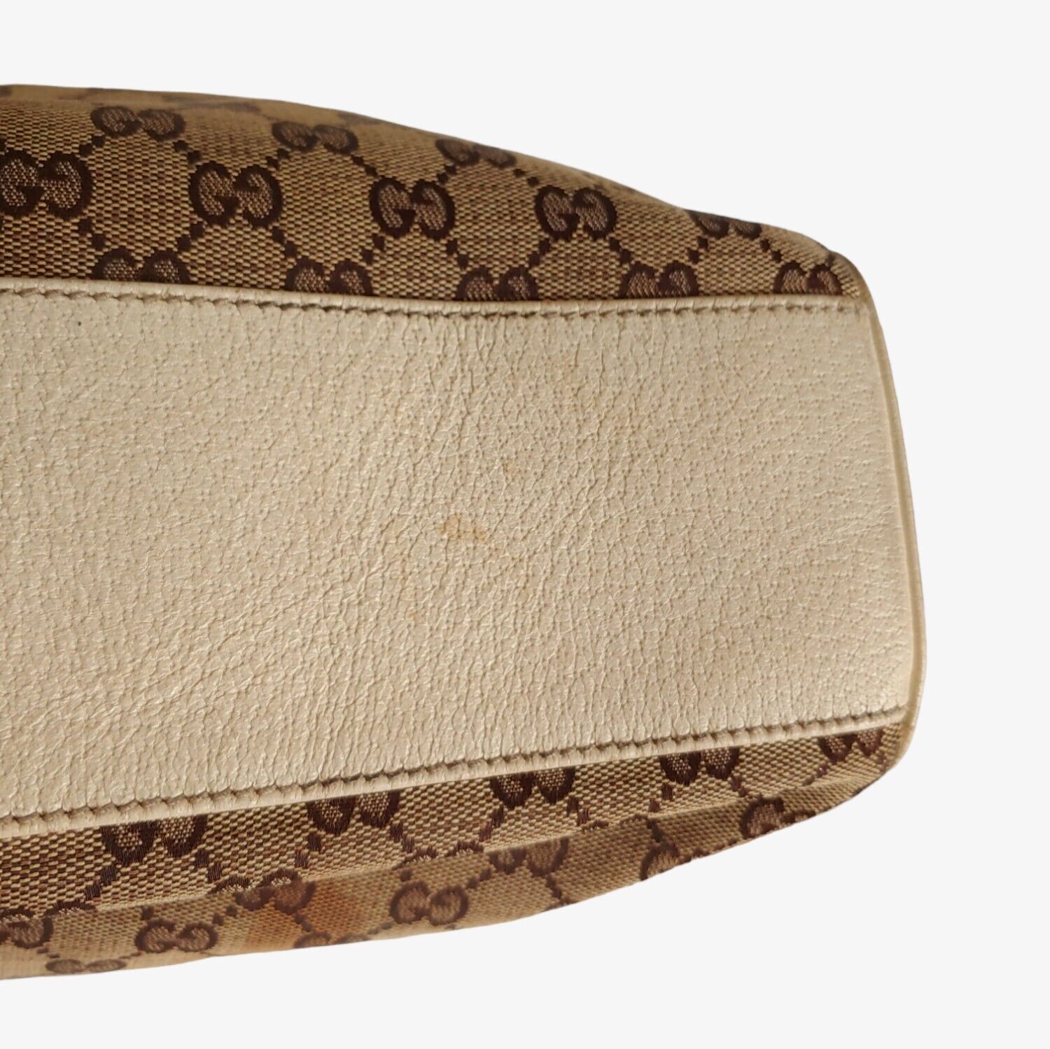 Vintage 90s Gucci GG Canvas Shoulder Handbag With Leather Handles 154981001998 Button Mark- Casspios Dream