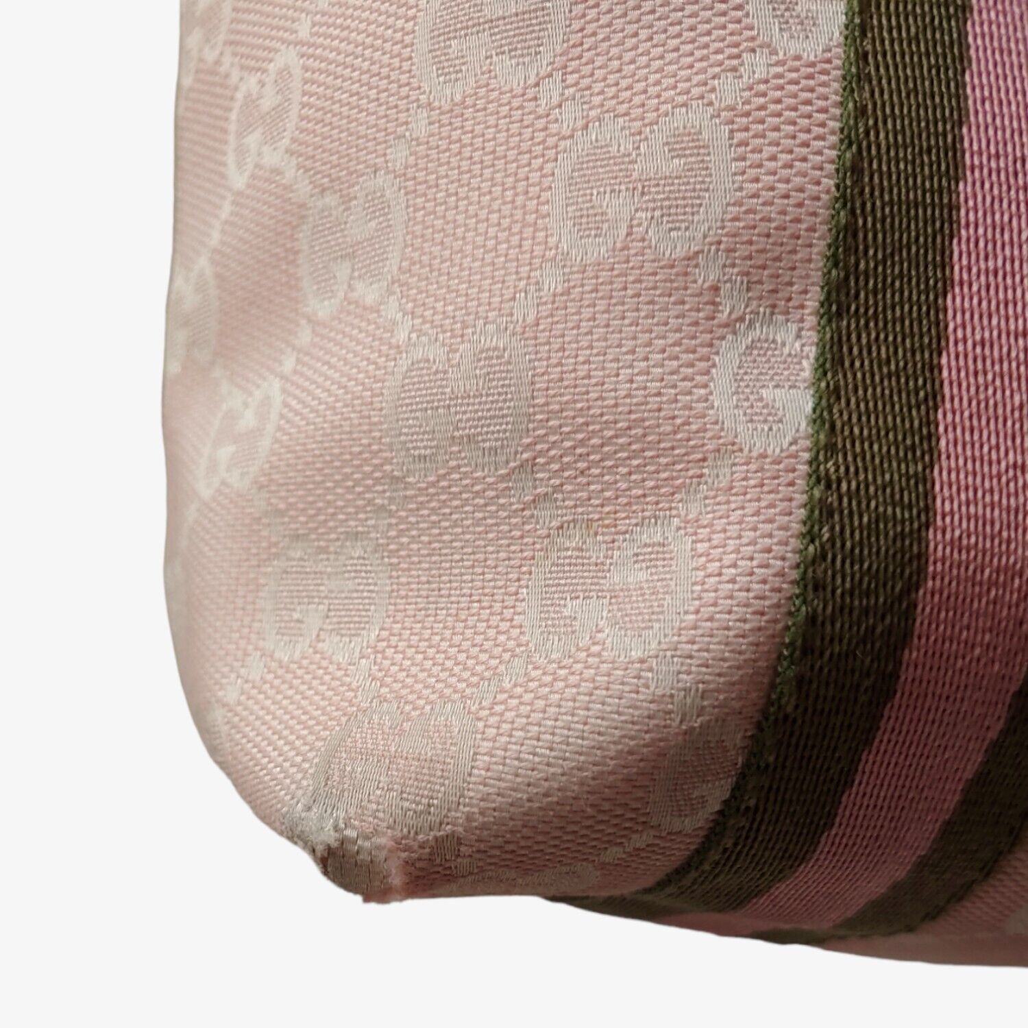 Vintage 90s Gucci GG Small Pink Canvas Handbag With Leather Handles 139261002046 Wear Corner - Casspios Dream