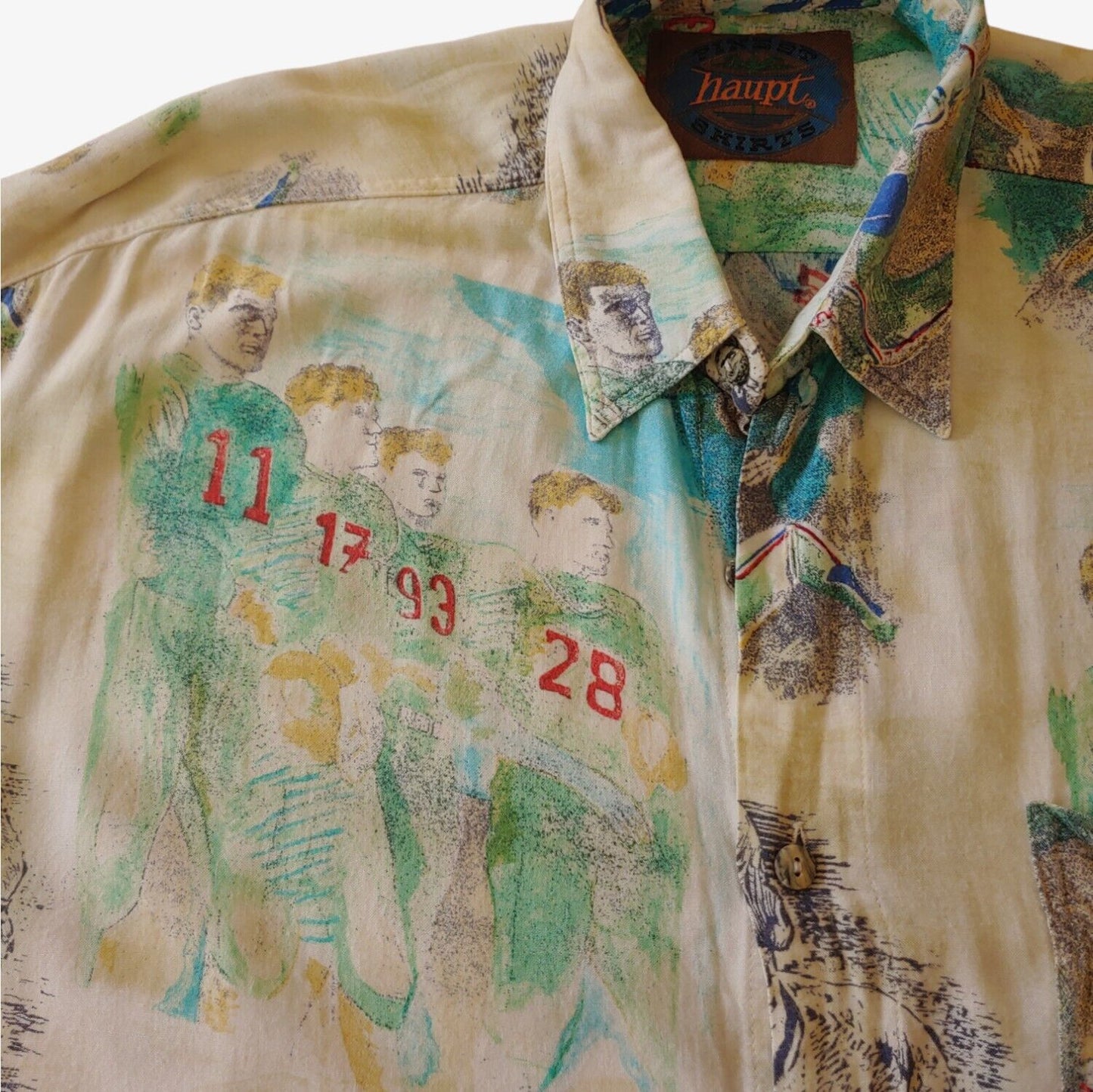 Vintage 90s Haupt Baseball All Over Print Short Sleeve Shirt Jersey - Casspios Dream