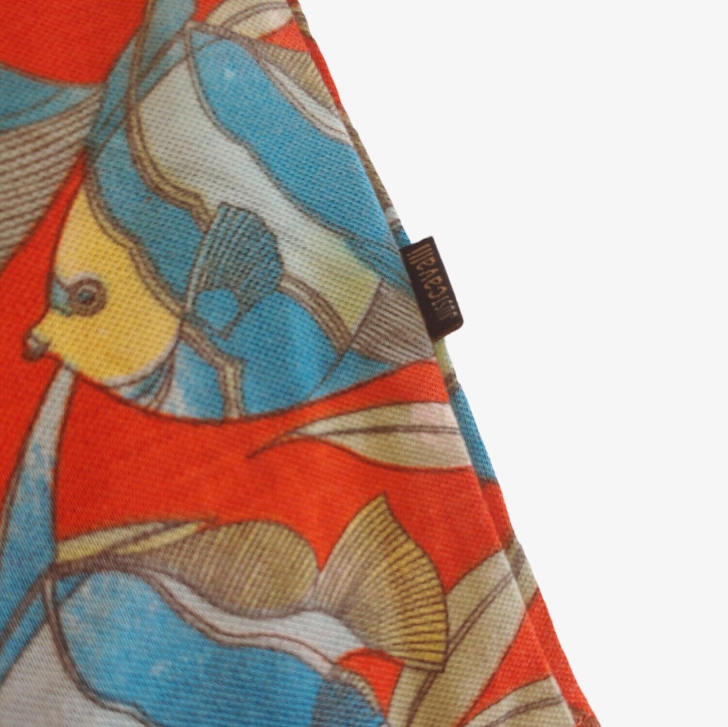 Vintage 90s Just Cavalli Orange Fish Geometric All Over Print Short Sleeve Hawaiian Shirt Tag - Casspios Dream