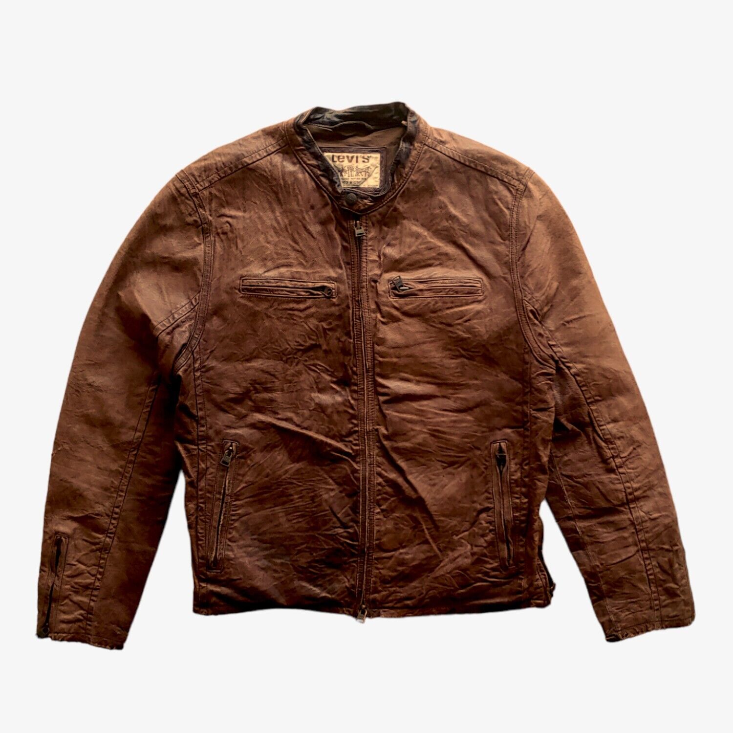 Vintage 90s Levi's Brown Leather Driving Jacket - Casspios Dream