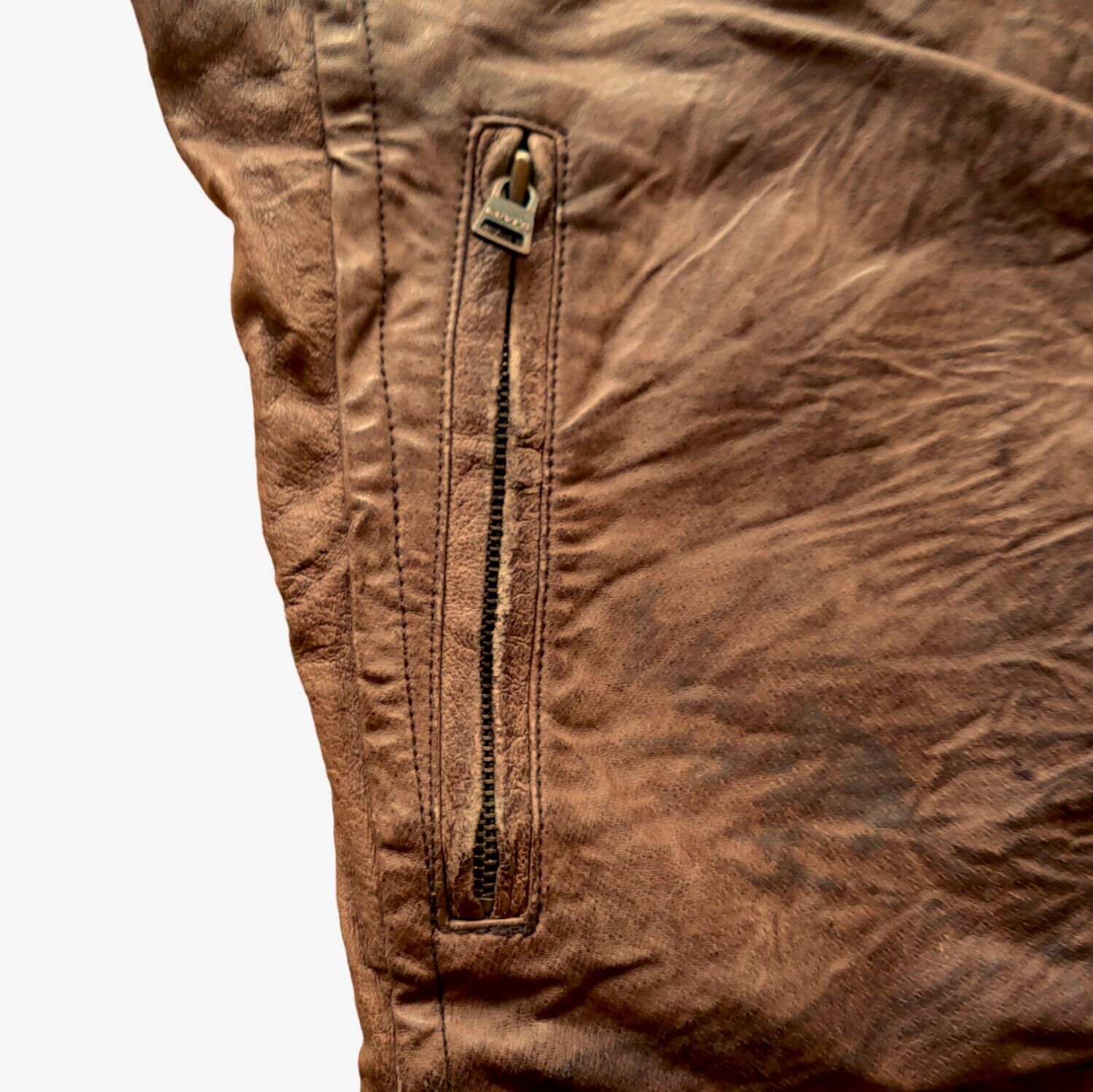Vintage 90s Levi's Brown Leather Driving Jacket Zip - Casspios Dream
