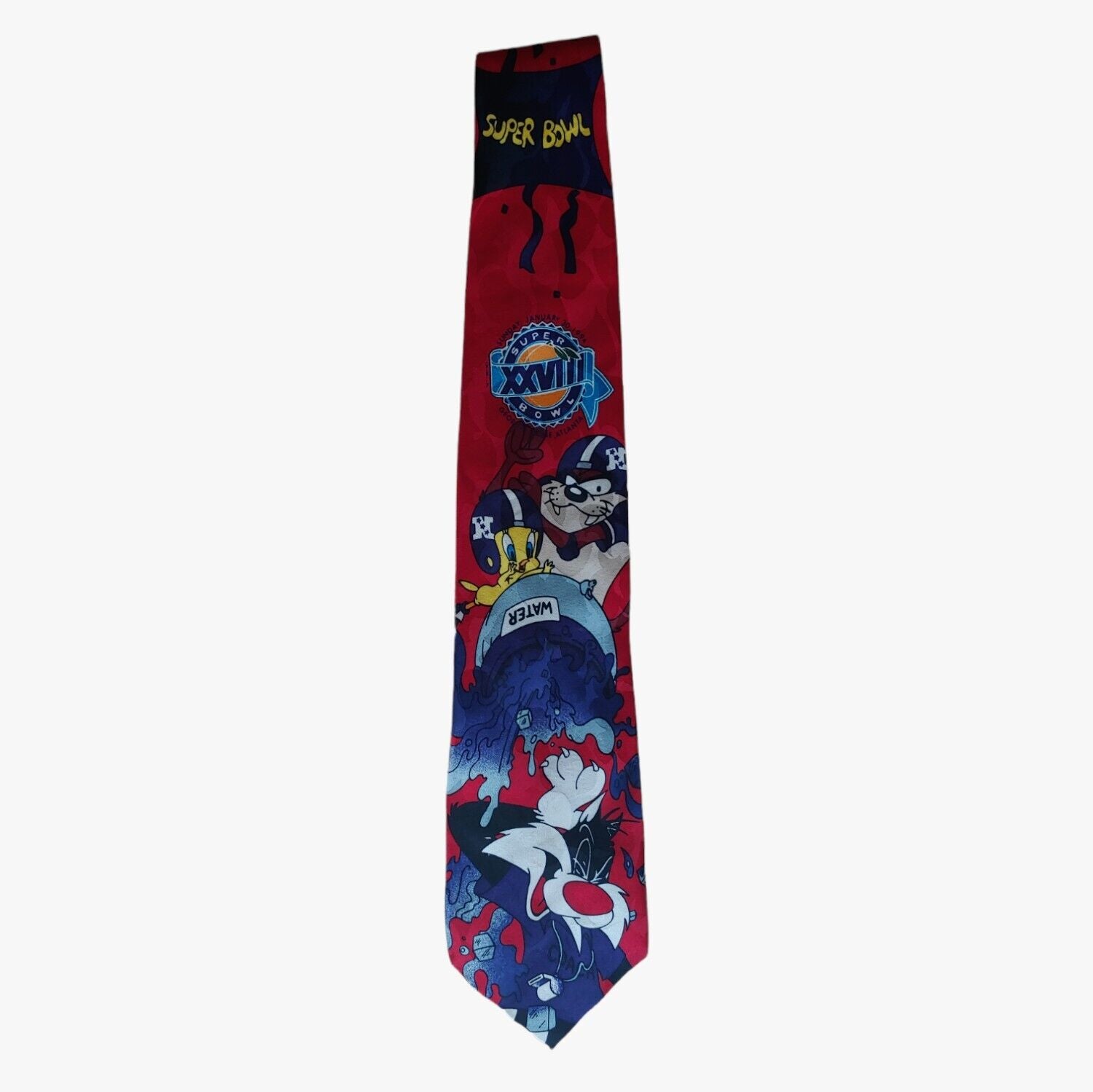 Vintage 90s Looney Tunes x NFL Super Bowl 1994 Silk Tie - Casspios Dream