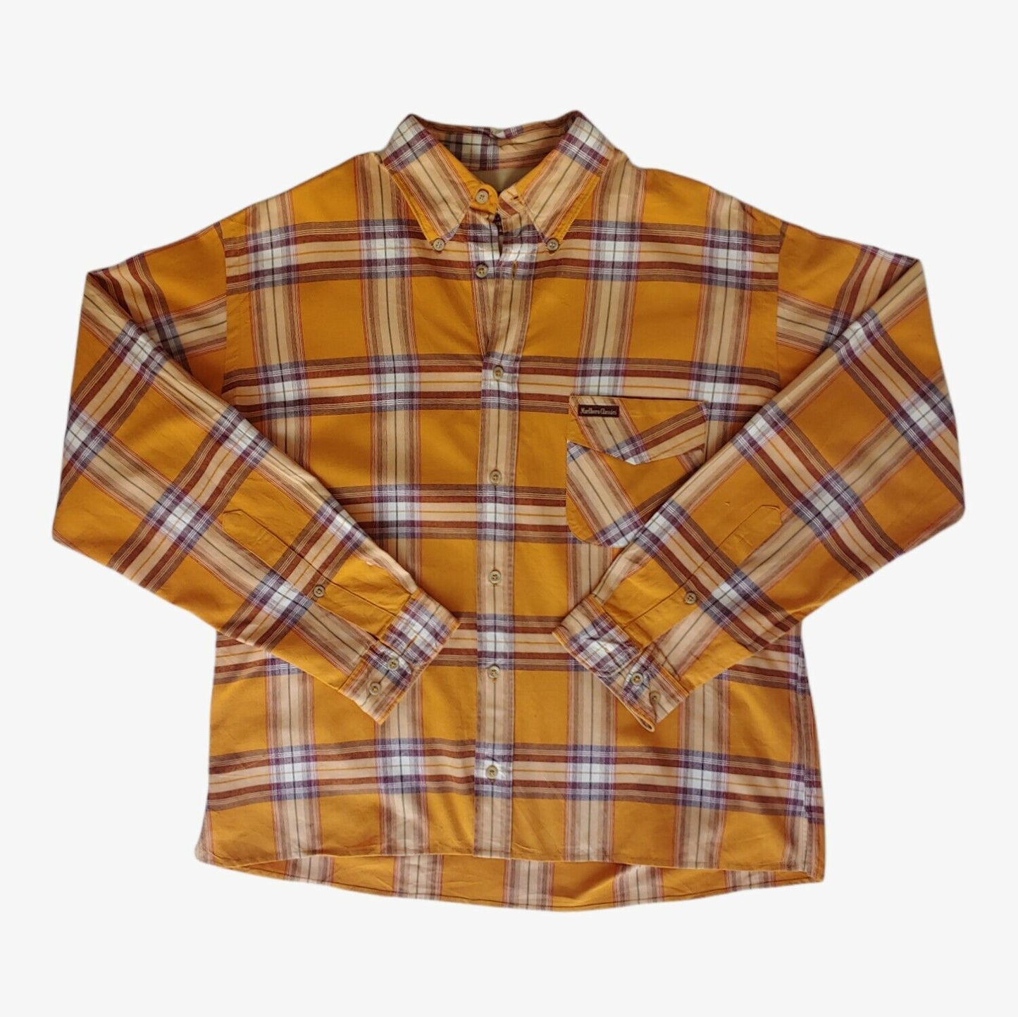 Vintage 90s Marlboro Classics Orange Check Flannel Shirt - Casspios Dream