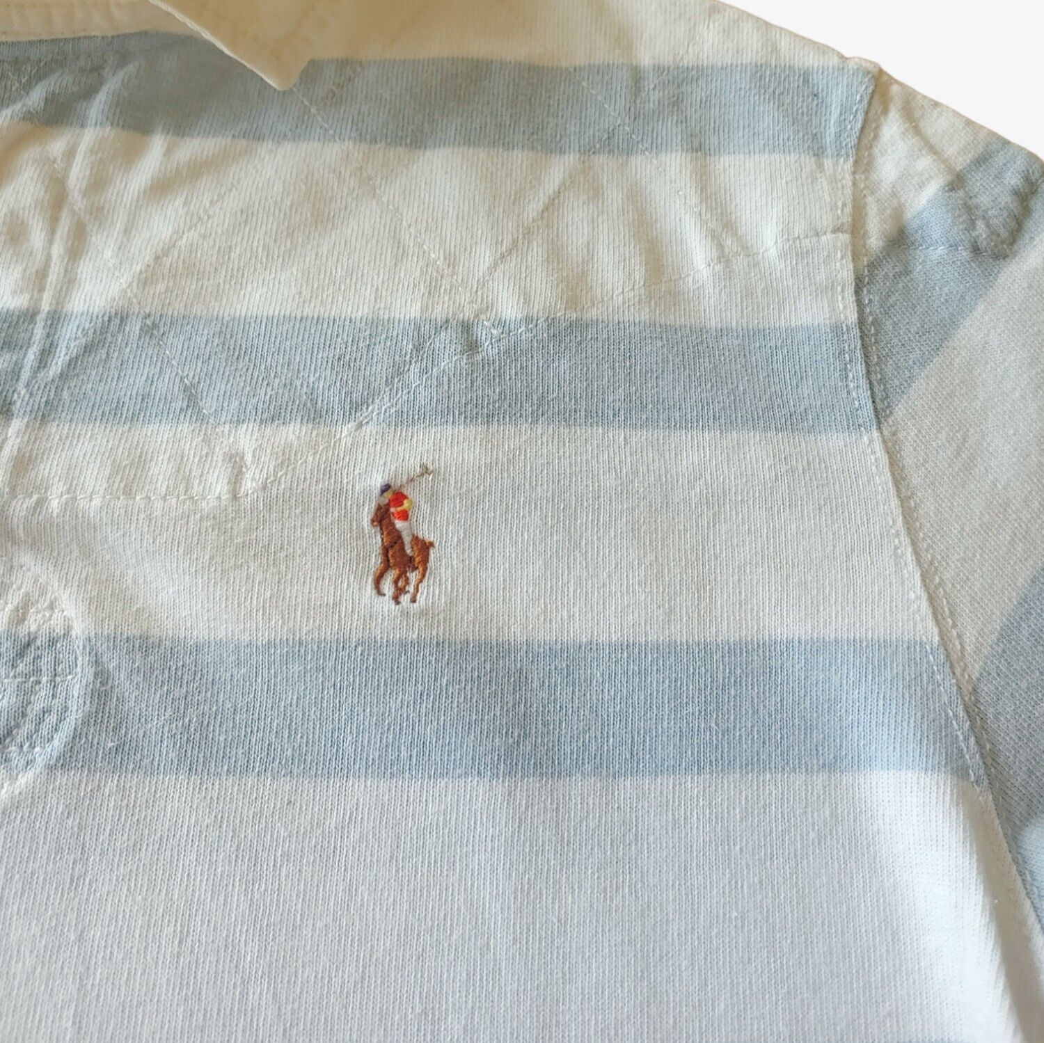 Vintage 90s Polo Ralph Lauren Striped Short Sleeve Rugby Shirt Logo - Casspios Dream