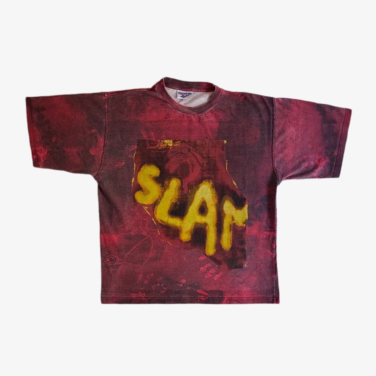 Vintage 90s Reebok Basketball Shaquille ONeal Slam Dunk Tie Dye Spell Out All Over Print Top T-Shirt - Casspios Dream
