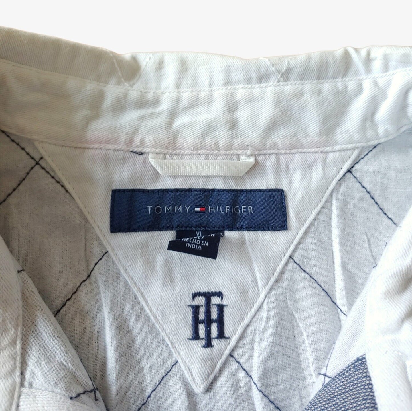 Vintage 90s Tommy Hilfiger Spell Out Navy Short Sleeve Rugby Shirt Label - Casspios Dream