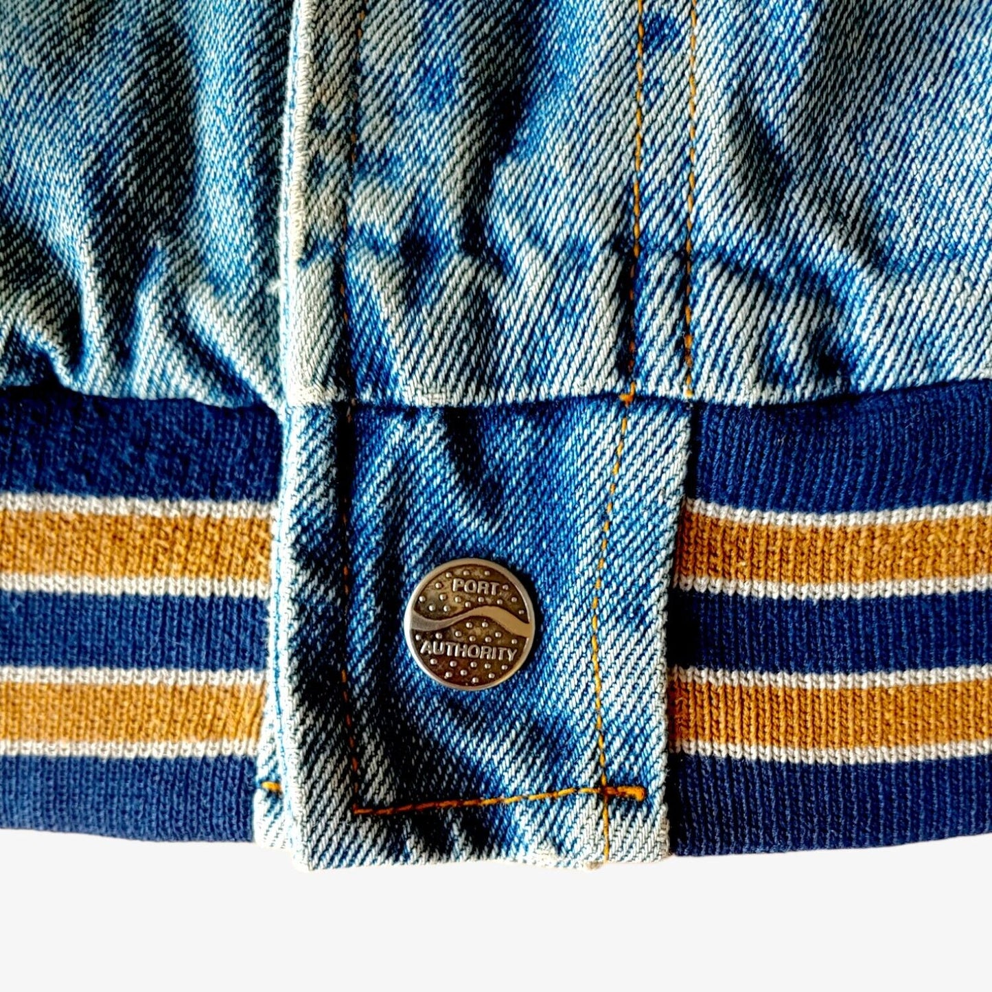 Vintage 90s United Postal Service Commemorative Blue Denim Varsity Jacket Button - Casspios Dream