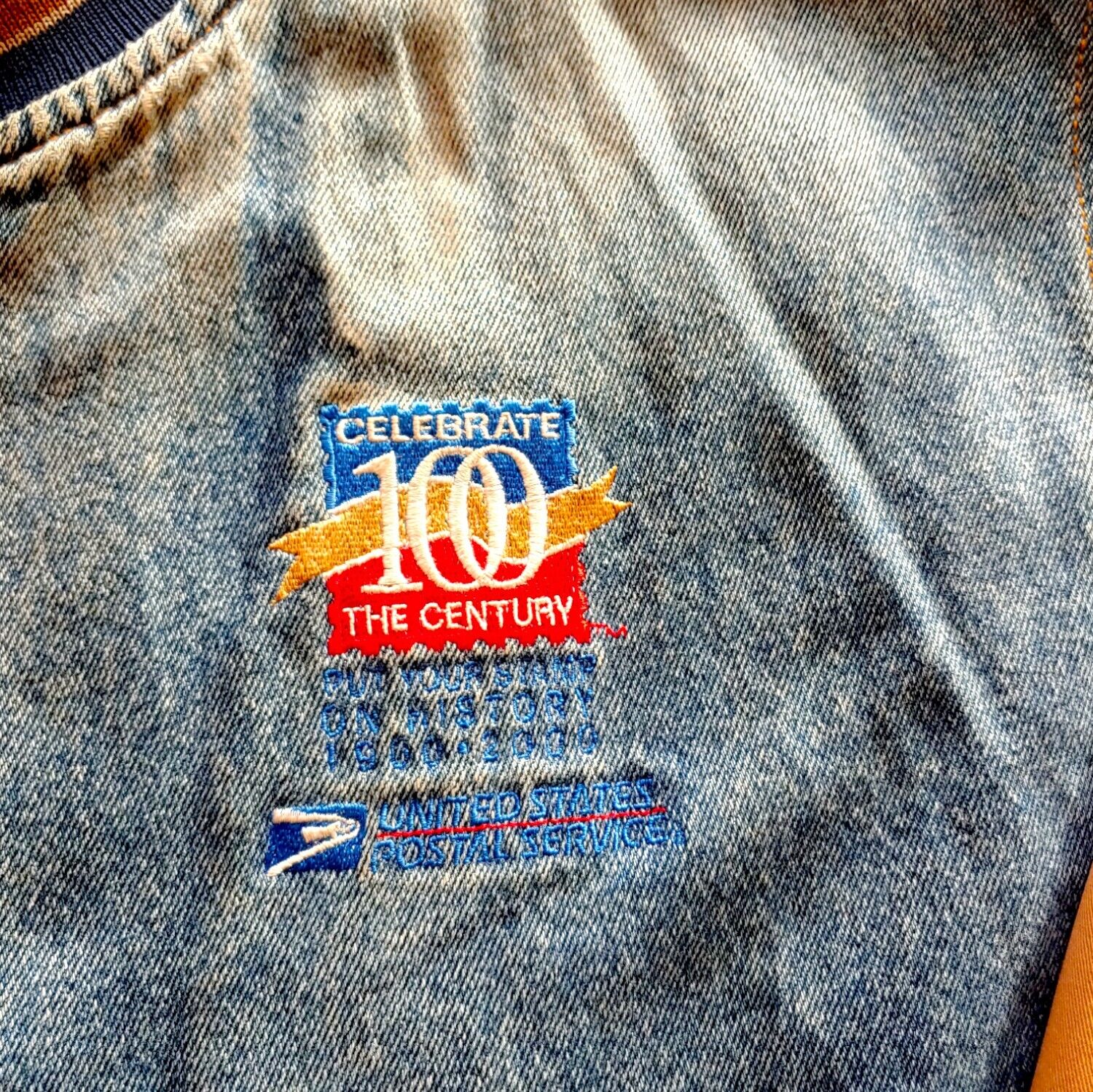 Vintage 90s United Postal Service Commemorative Blue Denim Varsity Jacket Logo - Casspios Dream
