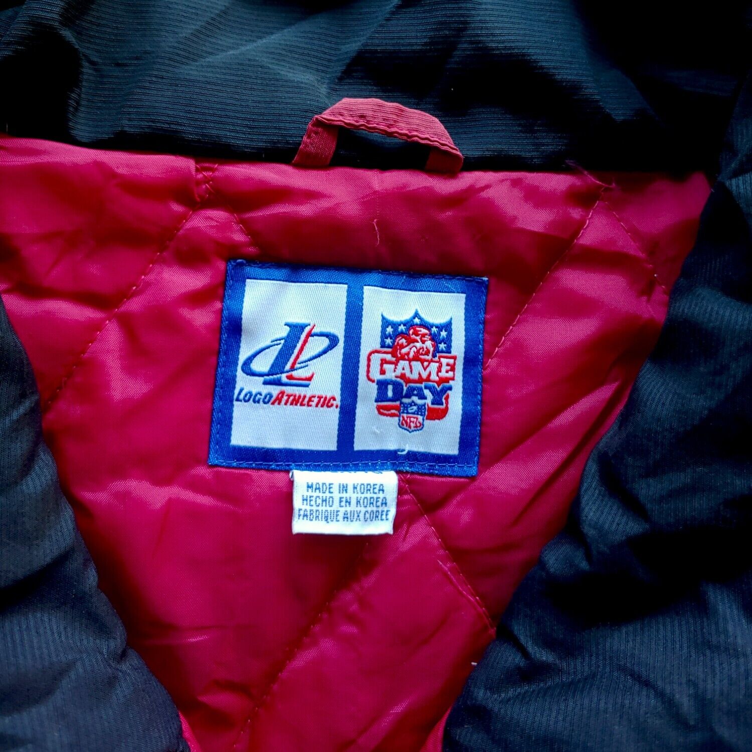 Vintage 90s Washington Redskins Logo Athletic NFL Game Day Red Jacket Label - Casspios Dream