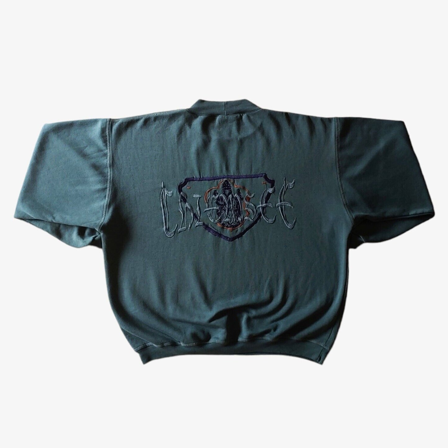 Vintage 90s Windsurfing Chiemsee Dark Green Embroidered Buddha Sweatshirt - Casspios Dream