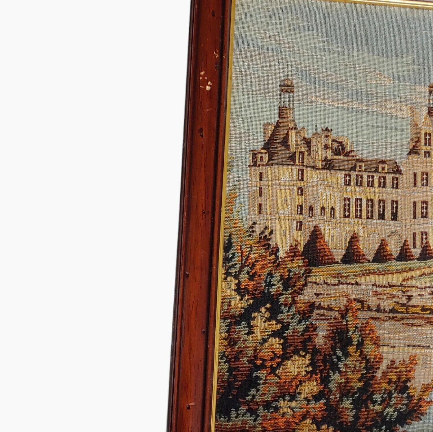 Vintage 80s Framed English Country House Cross Stitch Tapestry Mark - Casspios Dream