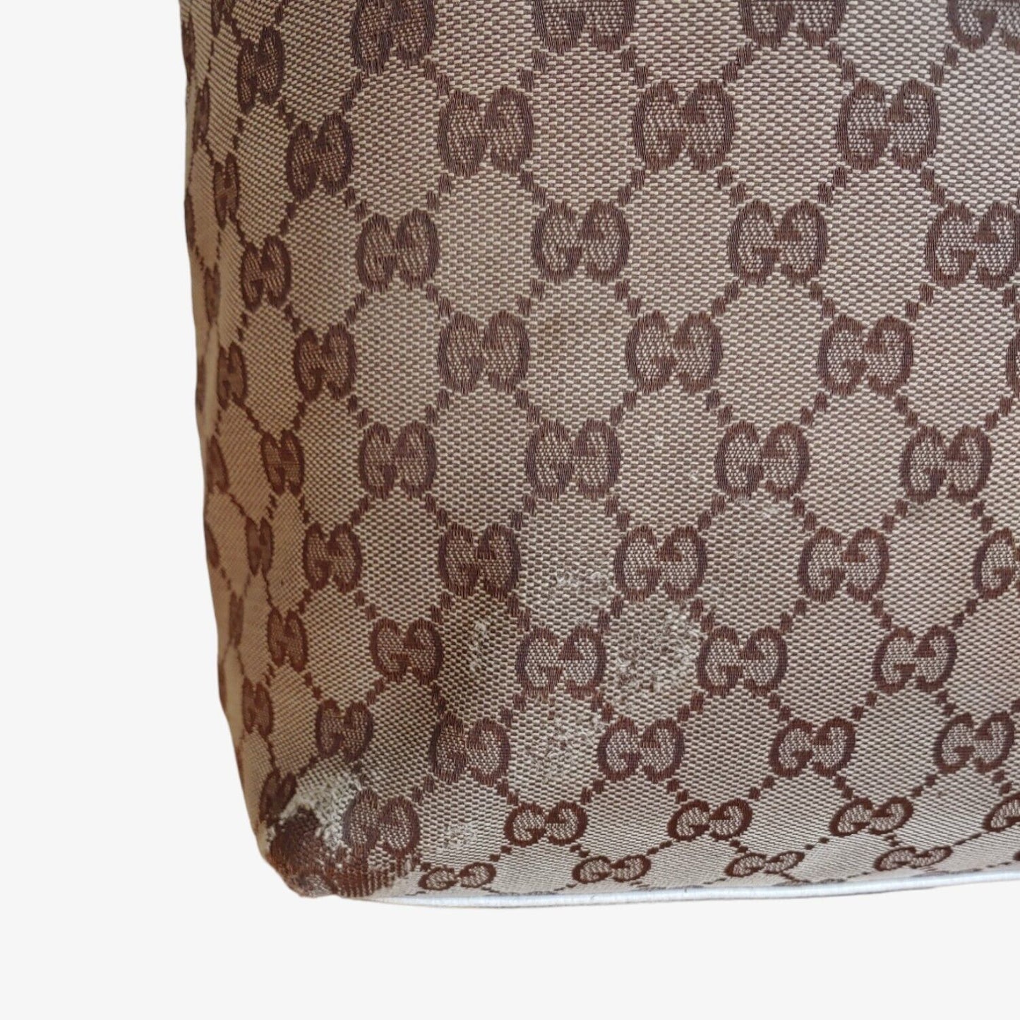 Vintage Gucci GG Large Canvas Patterned Tote Bag Leather Handles 153009467891 Corner Damage _ Casspio's Dream