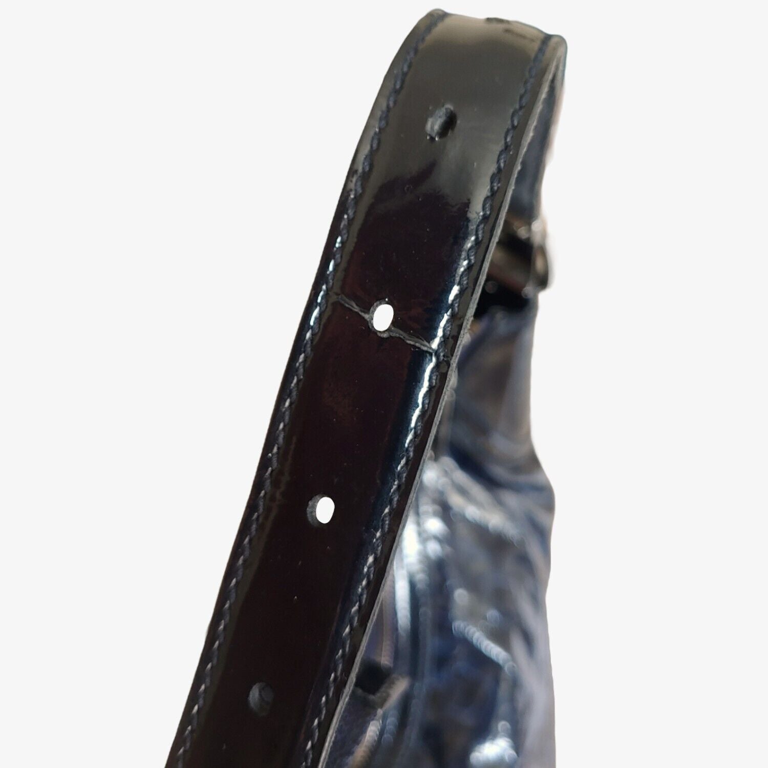 Vintage Gucci Horsebite Embossed Navy Blue Calfskin Leather Handbag 145764002058 Strap Wear - Casspios Dream