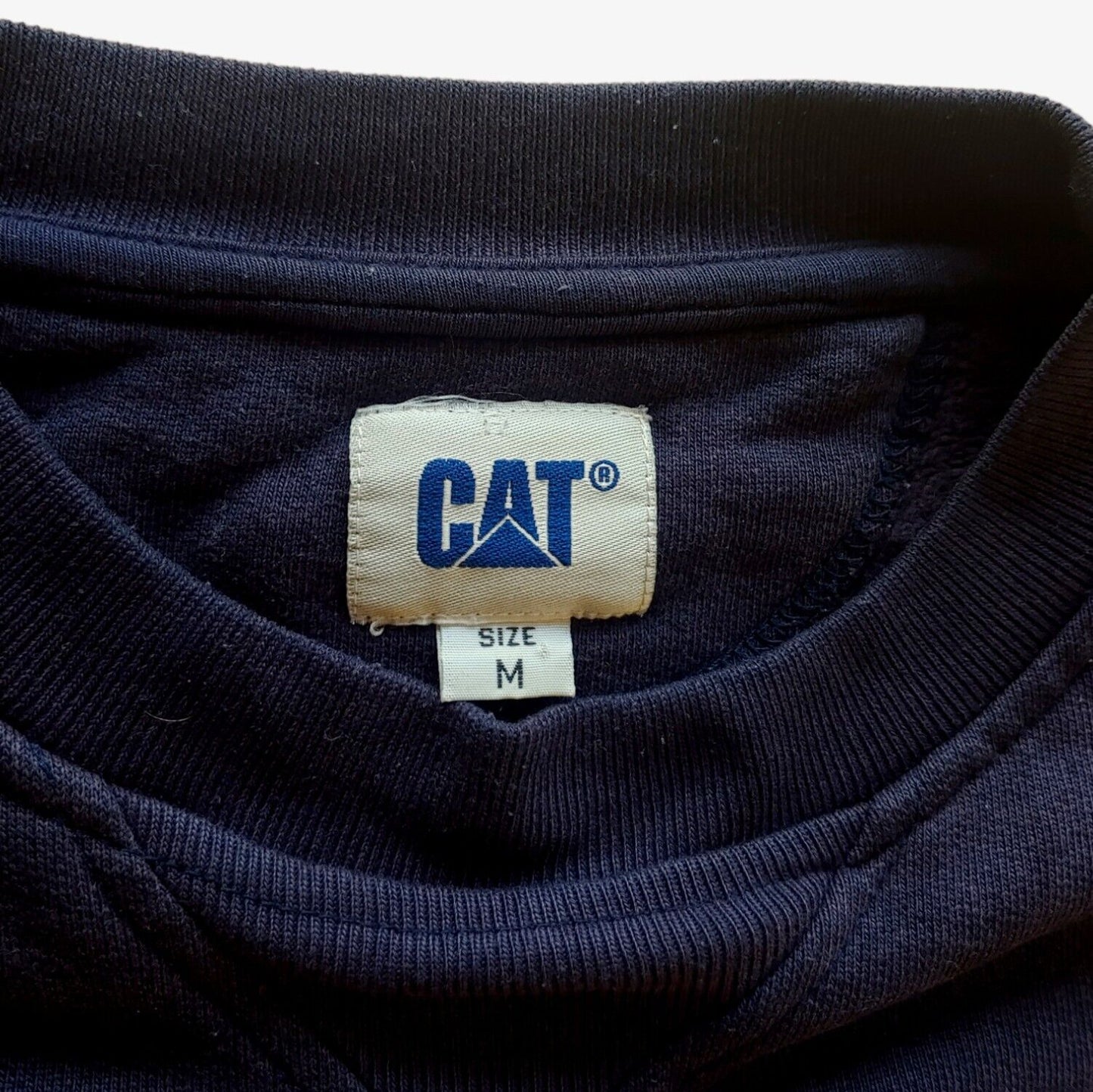 Vintage Y2K Caterpillar CAT Spell Out Logo Crewneck Sweatshirt Label - Casspios Dream