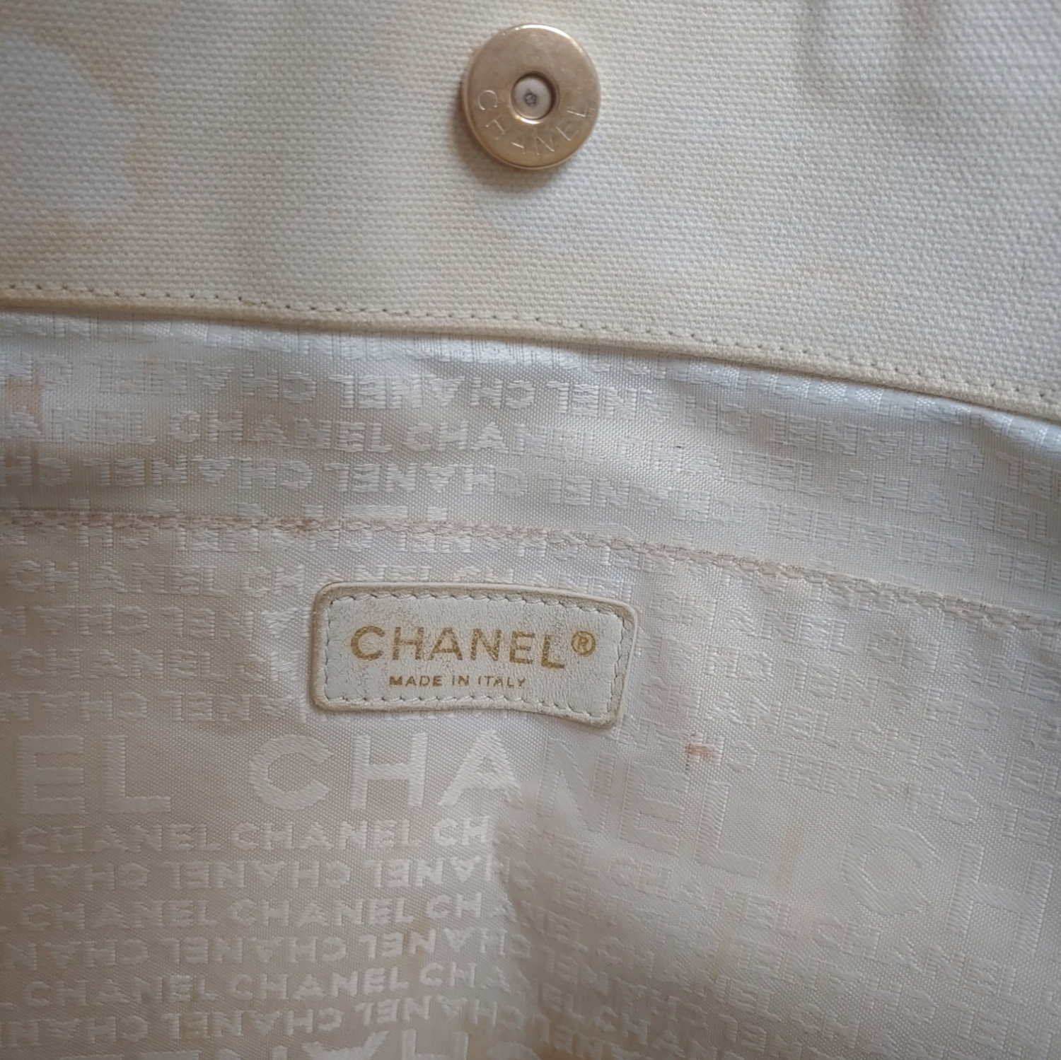 Vintage Y2K Chanel 2003 Black & White Window Scene Tote Bag 8173663 Label - Casspios Dream