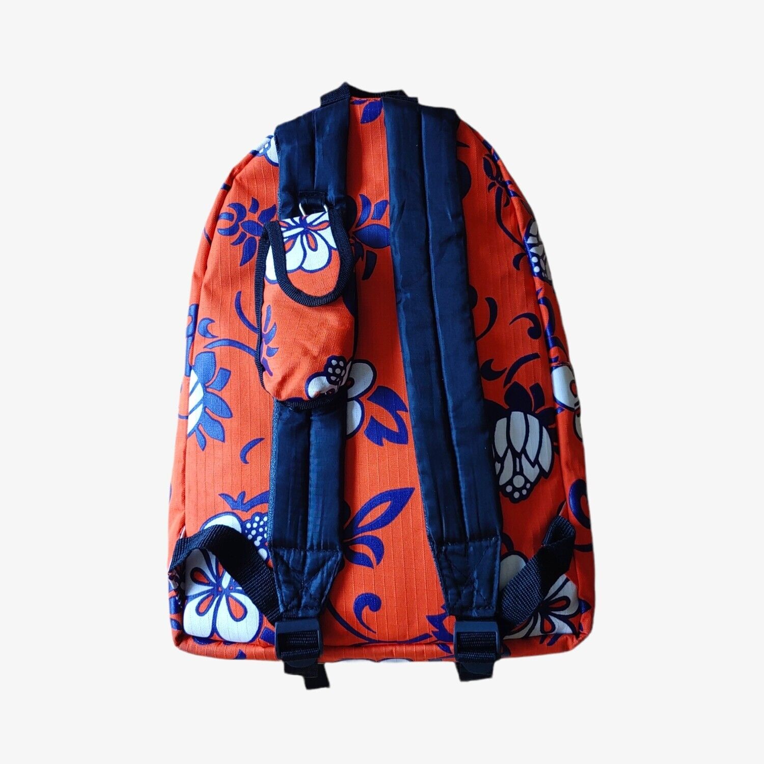 Vintage Y2K Eastpak Orange Hawaiian Floral Backpack With Mobile Case Holder Bag Back - Casspios Dream