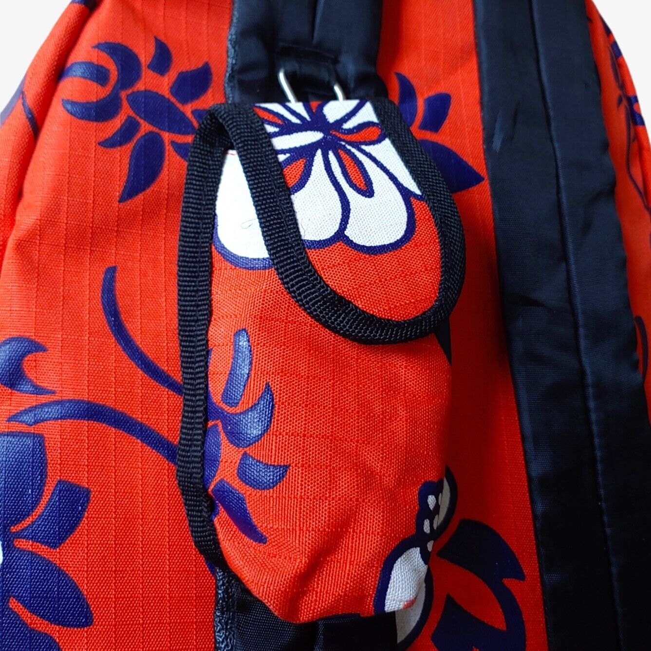 Vintage Y2K Eastpak Orange Hawaiian Floral Backpack With Mobile Case Holder Bag Holster - Casspios Dream