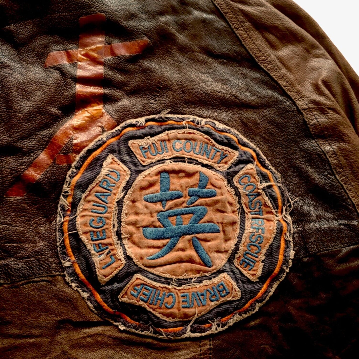 Vintage Y2K Hugo Boss Orange Label Japan Dragon Chief Leather Driving Jacket Badge - Casspios Dream