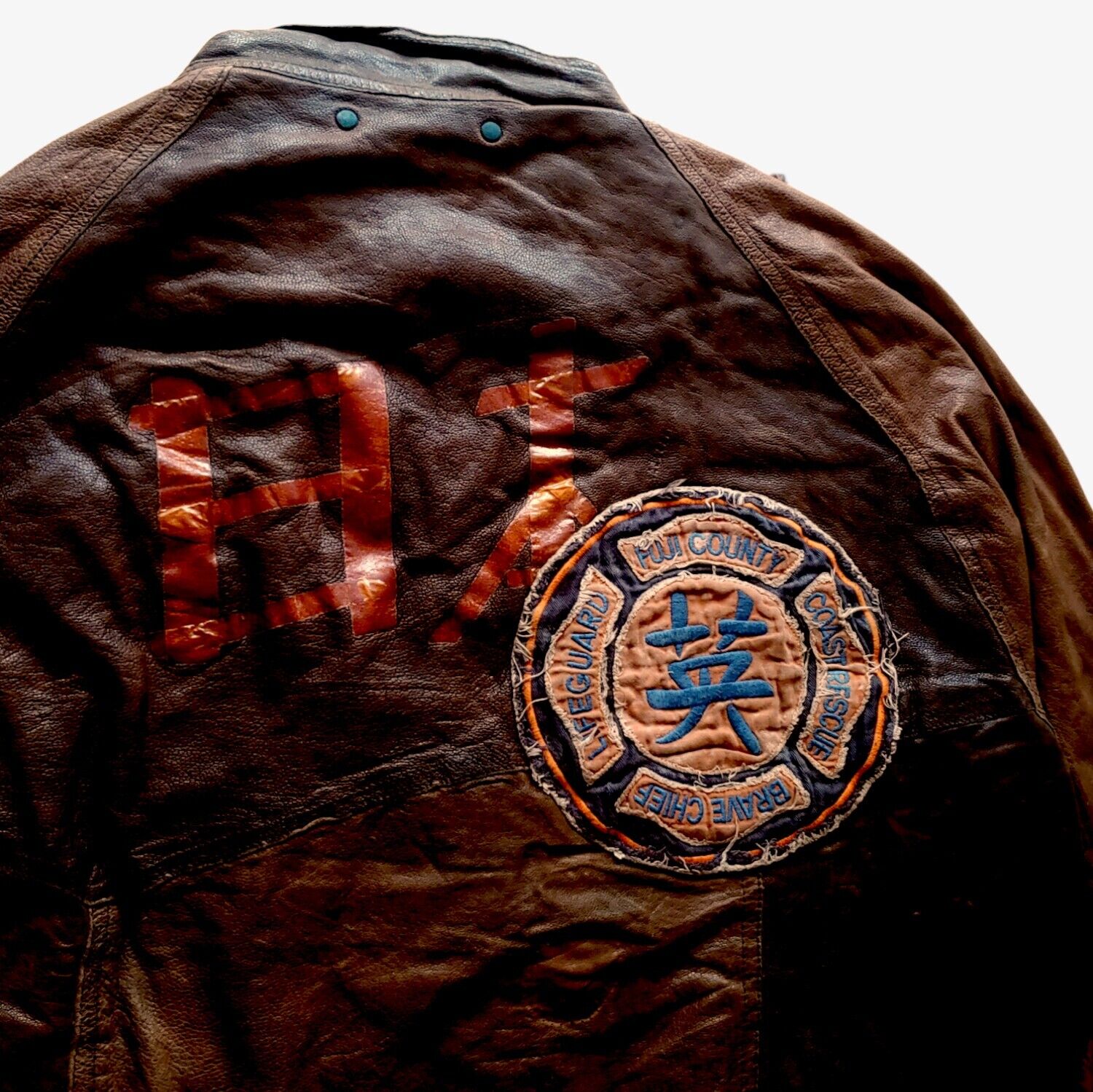 Vintage Y2K Hugo Boss Orange Label Japan Dragon Chief Leather Driving Jacket Crest - Casspios Dream