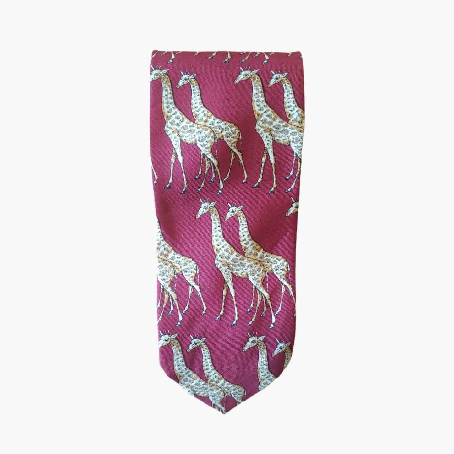 Vintage Y2K Polo Ralph Lauren Red & Yellow Giraffe Print Silk Tie - Casspios Dream