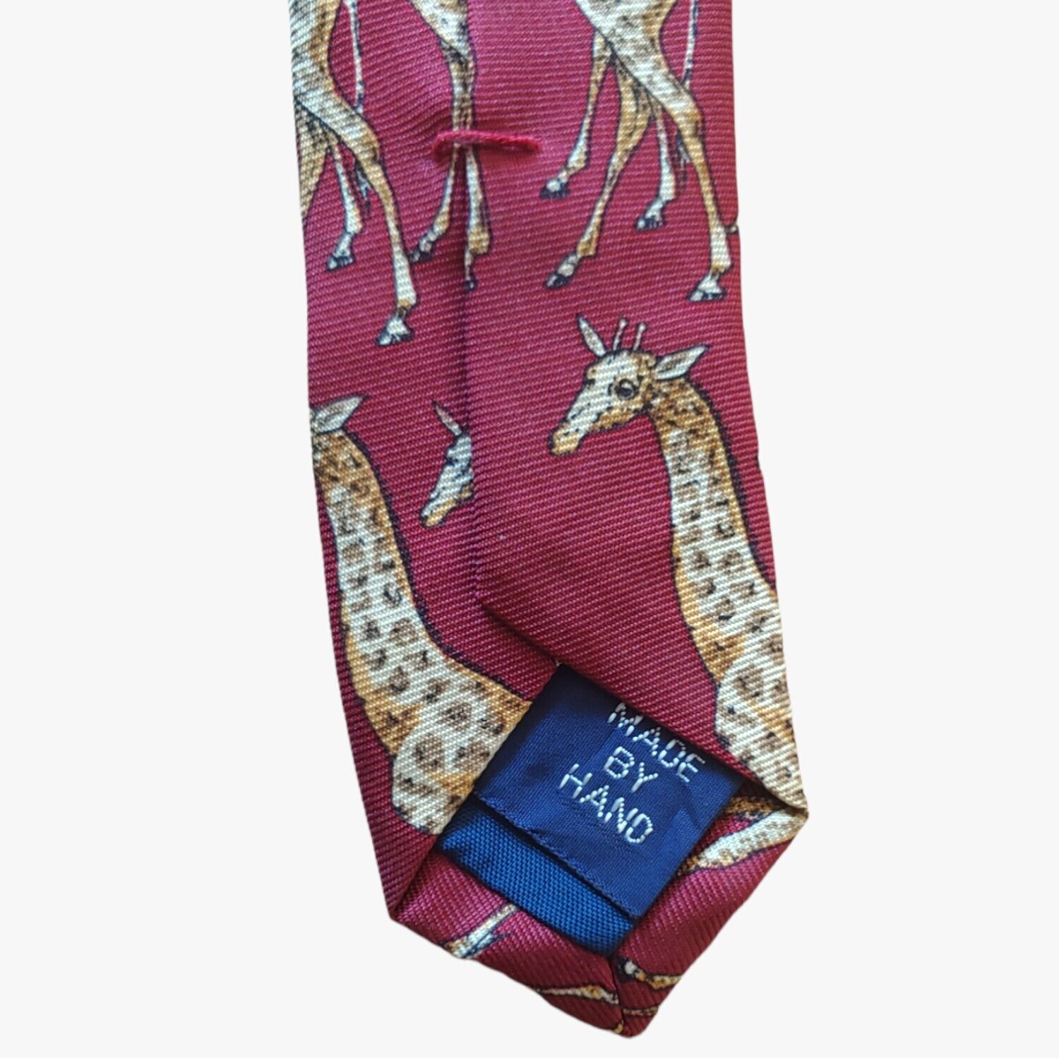 Vintage Y2K Polo Ralph Lauren Red & Yellow Giraffe Print Silk Tie Hand Made - Casspios Dream