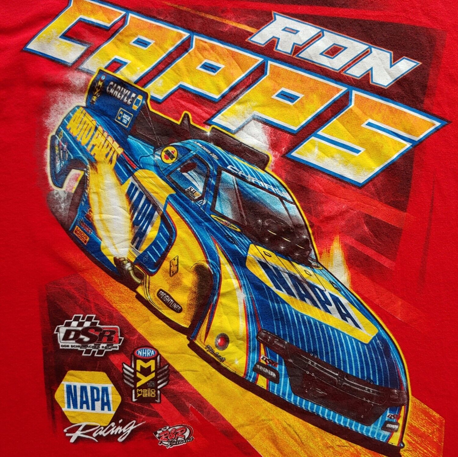 Vintage Y2K Ron Capps Napa NHRA Funny Car Racer Double Sided Top T-Shirt Logo - Casspios Dream