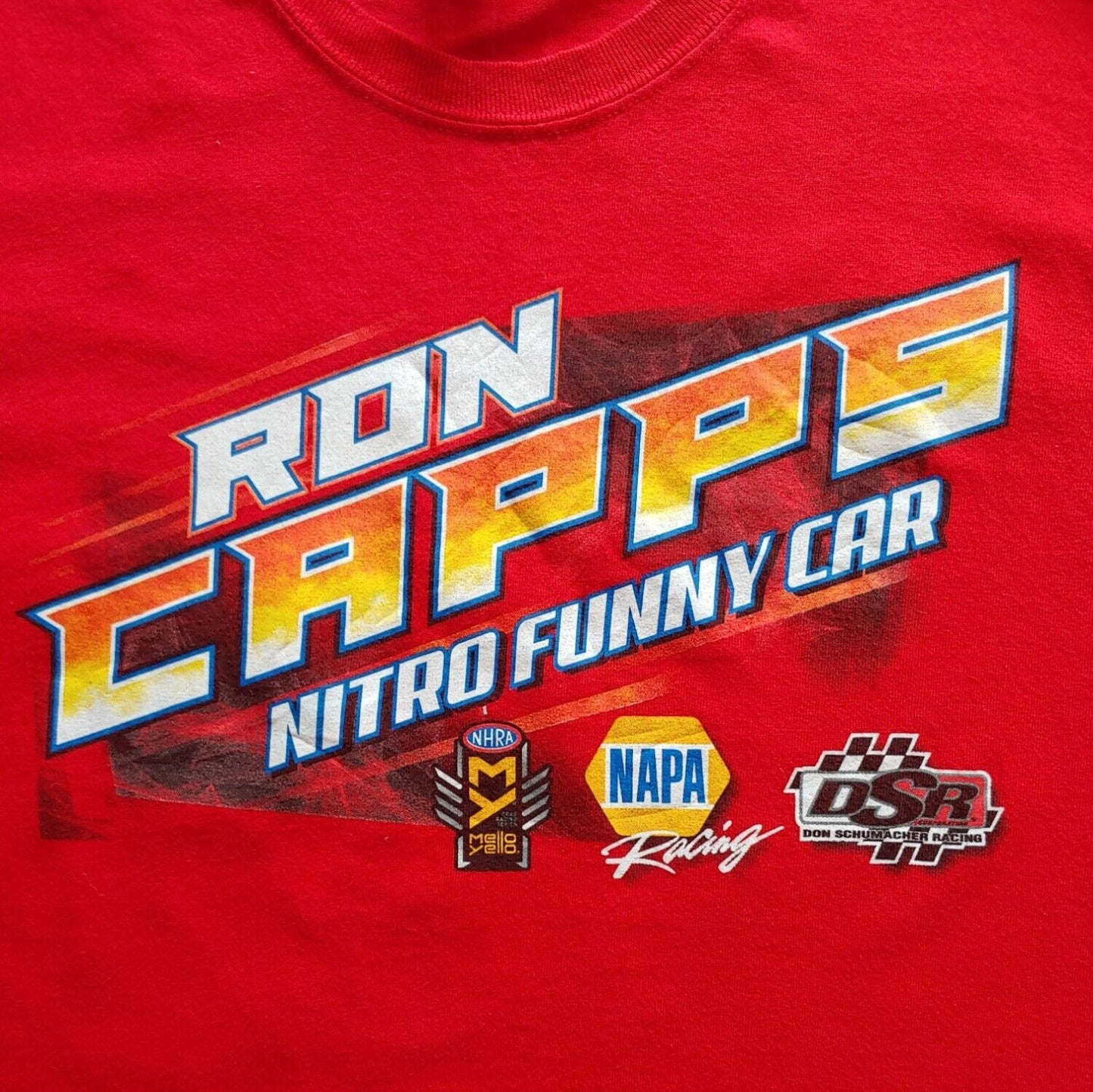 Vintage Y2K Ron Capps Napa NHRA Funny Car Racer Double Sided Top T-Shirt Spell Out - Casspios Dream