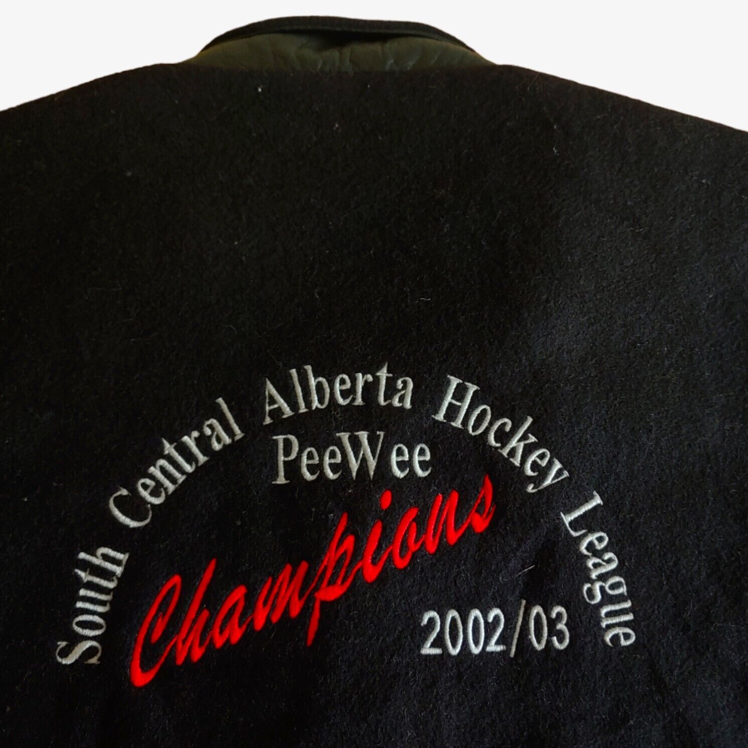 Vintage Y2K South Central 2002/03 Peewee Hockey League Leather Varsity Jacket Back Logo - Casspios Dream